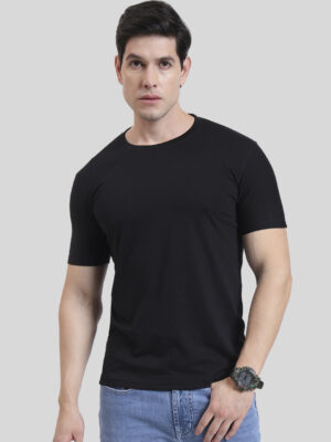 Midnight Black | Round Neck T-shirt | Regular Fit | Pure Cotton