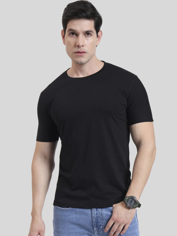 Midnight Black | Round Neck T-shirt | Regular Fit | Pure Cotton