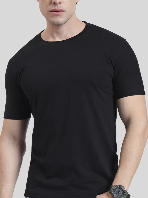 Midnight Black | Round Neck T-shirt | Regular Fit | Pure Cotton